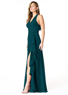 Azazie Aviv Bridesmaid Dresses Pine A-Line Pleated Chiffon Dress image3