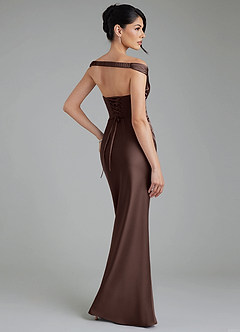 Azazie Stella Robes de demoiselle d'honneur Robe Fourreau Convertible en Satin extensible Corset Ganache image3