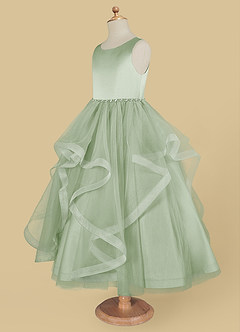 Azazie Sofia Flower Girl Dresses Dusty Sage A-Line Beaded Tulle Dress image7