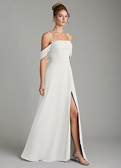 Azazie Mercedes Bridesmaid Dresses White A-Line Off the Shoulder Chiffon Dress image5