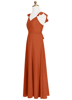 Azazie Emily Junior Burnt Orange A-Line Ruched Chiffon Dress image7