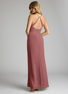 Azazie Becca Bridesmaid Dresses Amethyst Sheath V-Neck Chiffon Dress image6