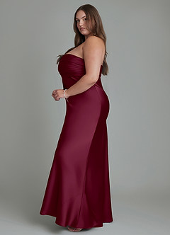 Azazie Saylor Bridesmaid Dresses Mulberry Mermaid Strapless Stretch Satin Dress image14