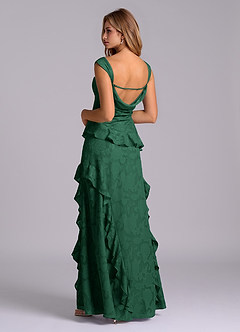 Azazie Sloane Vestidos de damas de honor Vestido de Verde Oscuro de Devorado Floral de Corte en A con Escote de Corazón image2