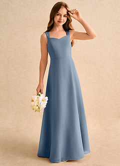 Azazie Makani Girls Formal Blumenmädchenkleider A-Linie Herzausschnitt Chiffon Kleid Zwielichtviolett image4