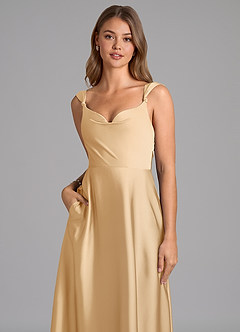 Azazie Beatrice 신부 들러리 드레스 A라인 스윗하트 네크라인 스트레치 새틴 바닥 길이 드레스 image7