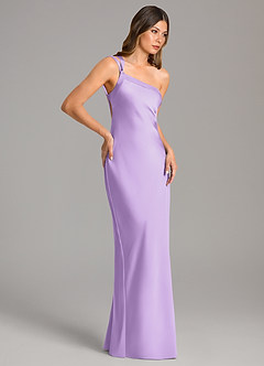 Azazie Monroe Jurken voor bruidsmeisjes Jurk van Stretch Satijn met Zeemeermin One-Shoulder Lila image5