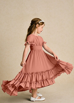 Azazie Kass Flower Girl Dresses MAI TAI A-Line Pleated Chiffon Dress image5