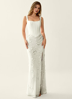 Belinda Ivory 3D Flowers Corset Lace Up Back Mermaid Prom Dress image3
