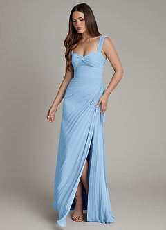 Azazie Amberly Final Sale Powder Blue Sheath Sweetheart Neckline Chiffon Dress image4