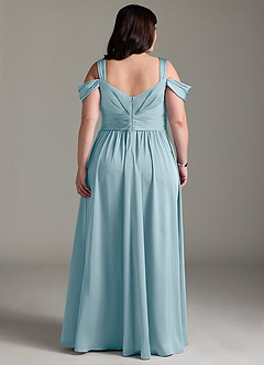 Azazie Lianne Bridesmaid Dresses Moody Blue A-Line Off the Shoulder Stretch Satin Dress image10