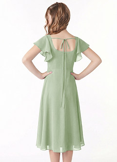 Azazie Bondi Junior Linia A Marszczony Szyfon Długość herbaty Młodsza druhna Sukienka image3