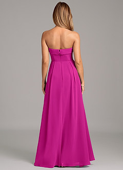Azazie Lucienne Brautjungfernkleider Wandelbar A-Linie Schulterfrei Chiffon Kleid Fuchsia image5