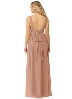 Azazie Kora Brautjungfernkleider A-Linie Plissee Chiffon Kleid Champagner Rosa image2