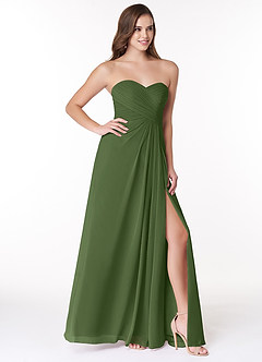 Azazie Arabella Allure Bridesmaid Dresses Olive A-Line Sweetheart Neckline Chiffon Convertible Dress image5
