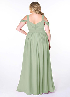 Azazie Lianne Bridesmaid Dresses Dusty Sage A-Line Off the Shoulder Chiffon Dress image9