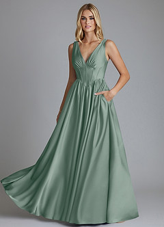 Azazie Delmie Brudtärnklänningar Klä av A-Linje i Stretch Satin Korsett Silversalvia image6