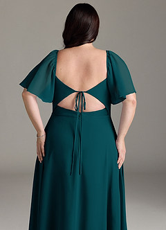 Azazie Chloe Bridesmaid Dresses Pine A-Line Sweetheart Neckline Chiffon Dress image13