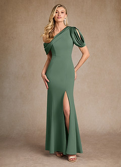 Azazie Paris vestidos de madre de la novia Vestido de Eucalipto de Crepé elástico de Sirena con Plisado image1