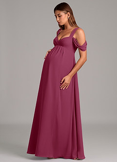 Azazie Rhea Maternity Bridesmaid Dresses A-Line Pleated Chiffon Floor-Length Dress image3