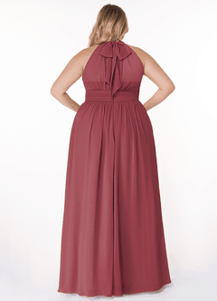 Azazie Iman Abiti da Damigella Abito A-Line in Chiffon A-Line con Increspature Merlot image9