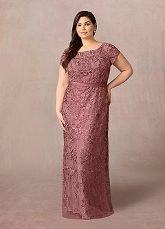 Azazie Dorit Mother of the Bride Dresses Desert Rose Sheath Scoop Lace Dress image7