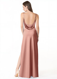 Azazie Alaija Robes de demoiselle d'honneur Robe Sirène en Satin extensible Fente Latérale Rosette image4