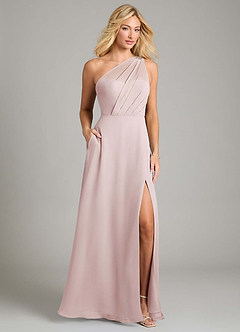 Azazie Phaedra Bridesmaid Dresses Blushing Pink A-Line One Shoulder Chiffon Dress image1