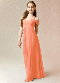 Azazie Kaitlynn Junior Sunset A-Line Off the Shoulder Chiffon Dress image4