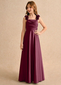 Azazie Rosita Girls Formal Flower Girl Klänningar Klä A-Line i Stretch Satin Plisserad image4