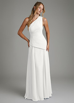 Azazie Holly Bridesmaid Dresses White A-Line Corset Chiffon Dress image3