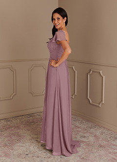 Azazie Gwenyth Mother of the Bride Dresses Dusty Rose A-Line Lace Chiffon Dress image5