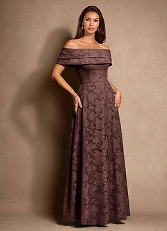 Azazie New Britain Abiti per la Madre della Sposa Abito A-Line in Burnout Floreale Plissettato Espresso image2