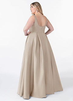 Azazie Neve Bridesmaid Dresses Frost Ball-Gown with Pockets Stretch Satin Dress image8