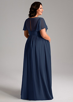 Azazie Verna Zwangerschaps Bruidsmeisjekleding A-Lijn V-hals Gerimpeld Chiffon Vloerlengte Jurk image8