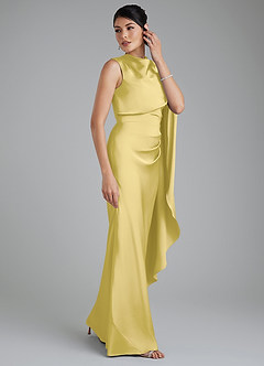 Azazie Taj Bridesmaid Dresses Canary Mermaid Corset Stretch Satin Dress image6