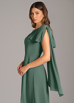 Azazie Tella Bridesmaid Dresses Sea Moss A-Line One Shoulder Chiffon Dress image8