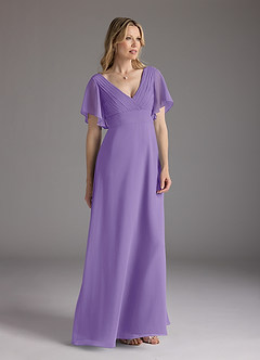 Azazie Alessa Abiti per la Madre della Sposa Abito A-Line in Chiffon con Scollo a V a Pieghe Tahiti image1