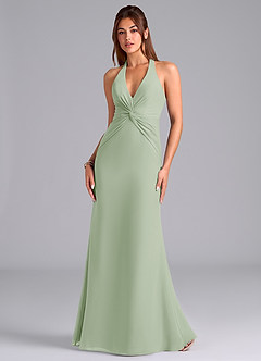 Azazie Valerie Bridesmaid Dresses Dusty Sage Mermaid Pleated Chiffon Dress image4