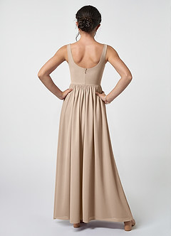 Azazie Keyla Junior Taupe A-Line Pleated Chiffon Dress image2