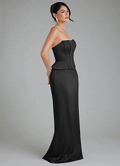 Azazie River Bridesmaid Dresses Black Sheath Corset Stretch Satin Convertible Dress image7