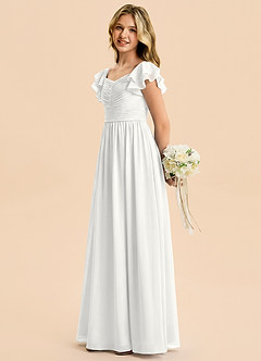 Azazie Anaya Junior White A-Line Sweetheart Neckline Chiffon Dress image3