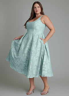 Azazie Amalie Bridesmaid Dresses Mist A-Line Pleated Floral Burnout Dress image10