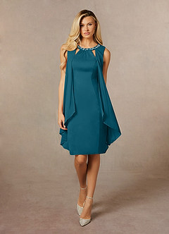 Azazie Viviana Mother of the Bride Dresses Ink Blue A-Line Sequins Mesh Dress image4