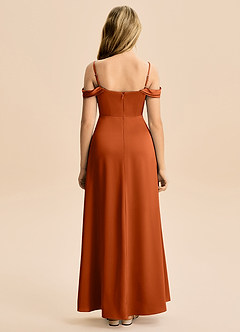 Azazie Lettie Junior A-Linie Schulterfrei Stretch-Satin Kleid Paprika image3