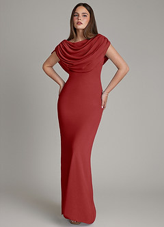 Azazie Hadley Brautjungfernkleider Meerjungfrau-Linie Plissee Chiffon Kleid Rost image10