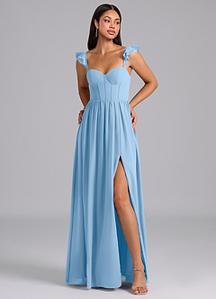 Azazie Denisse Suknie dla druhen Linia A Marszczony Szyfon Do ziemi Sukienka image1