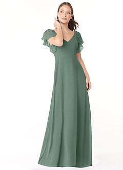 Azazie Syenna Bridesmaid Dresses Eucalyptus A-Line Ruched Chiffon Dress image1