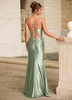 Scarlett Menthe Verte Robe de bal sirène dos nu à lacets image2