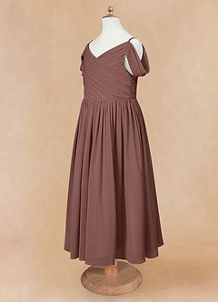 Azazie Chelle Flower Girl Dresses Espresso A-Line Pleated Chiffon Dress image8